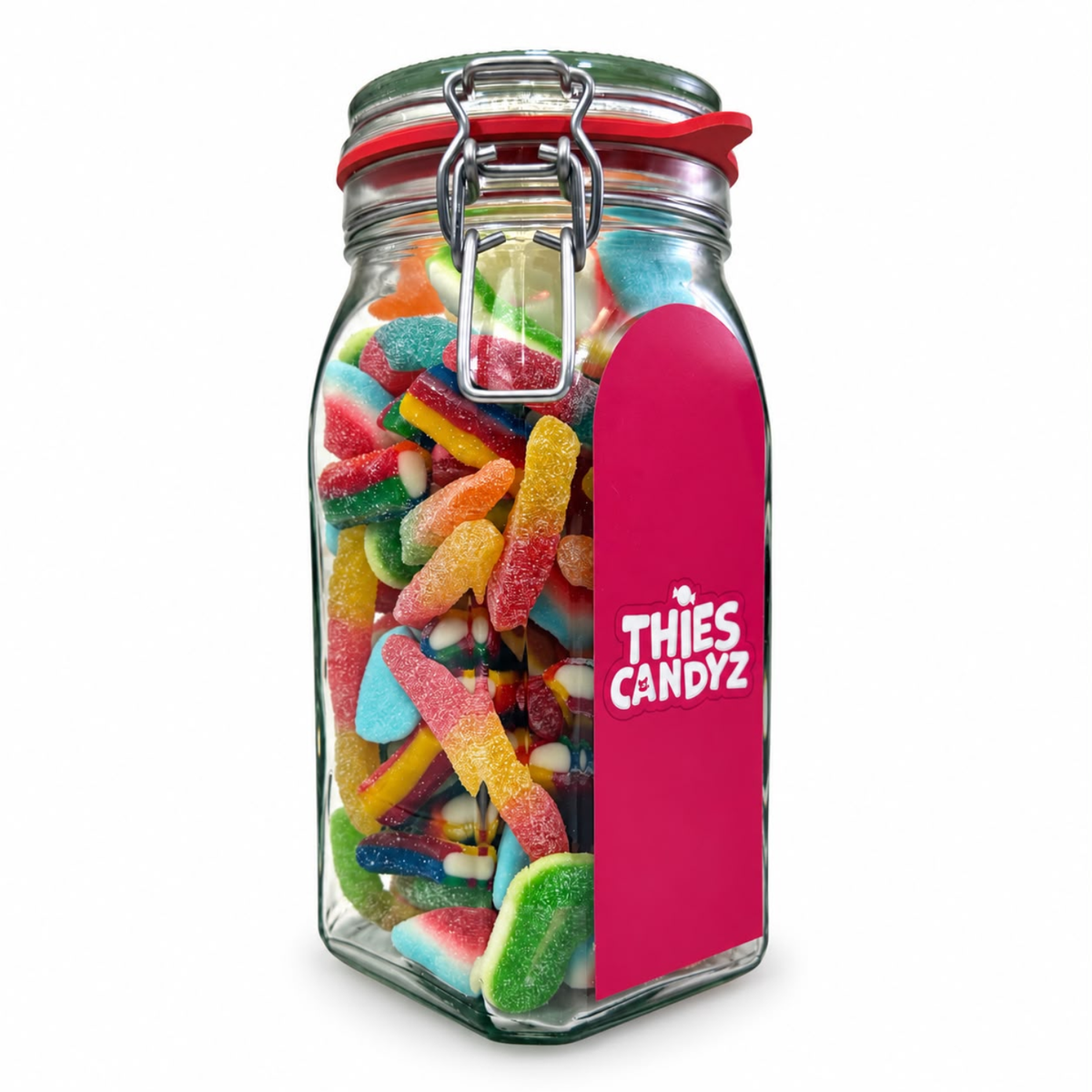 Gevulde Snoeppot met Logo – Vierkante Weckpot 1,54L