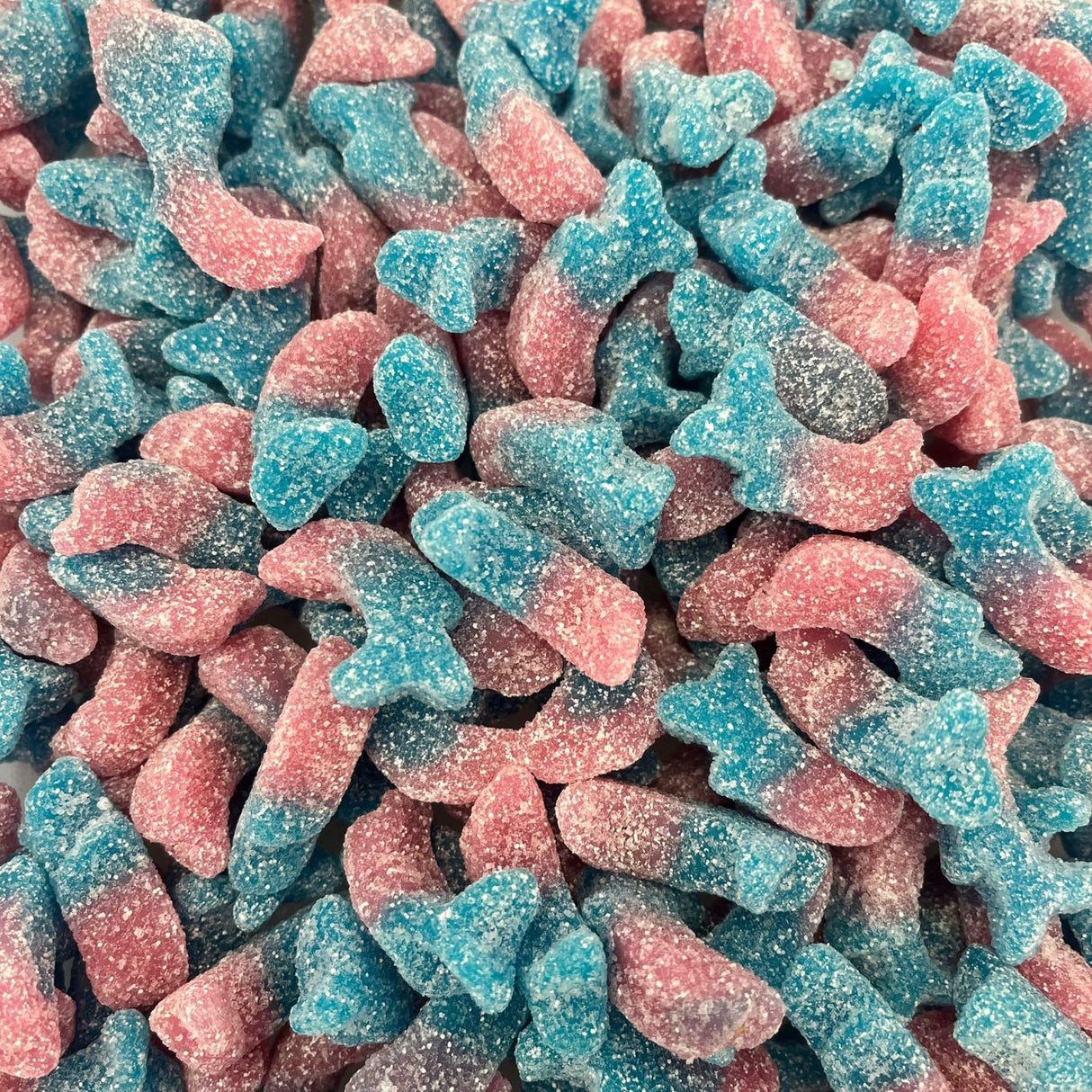 Saure Bonbons mit blauer Zunge