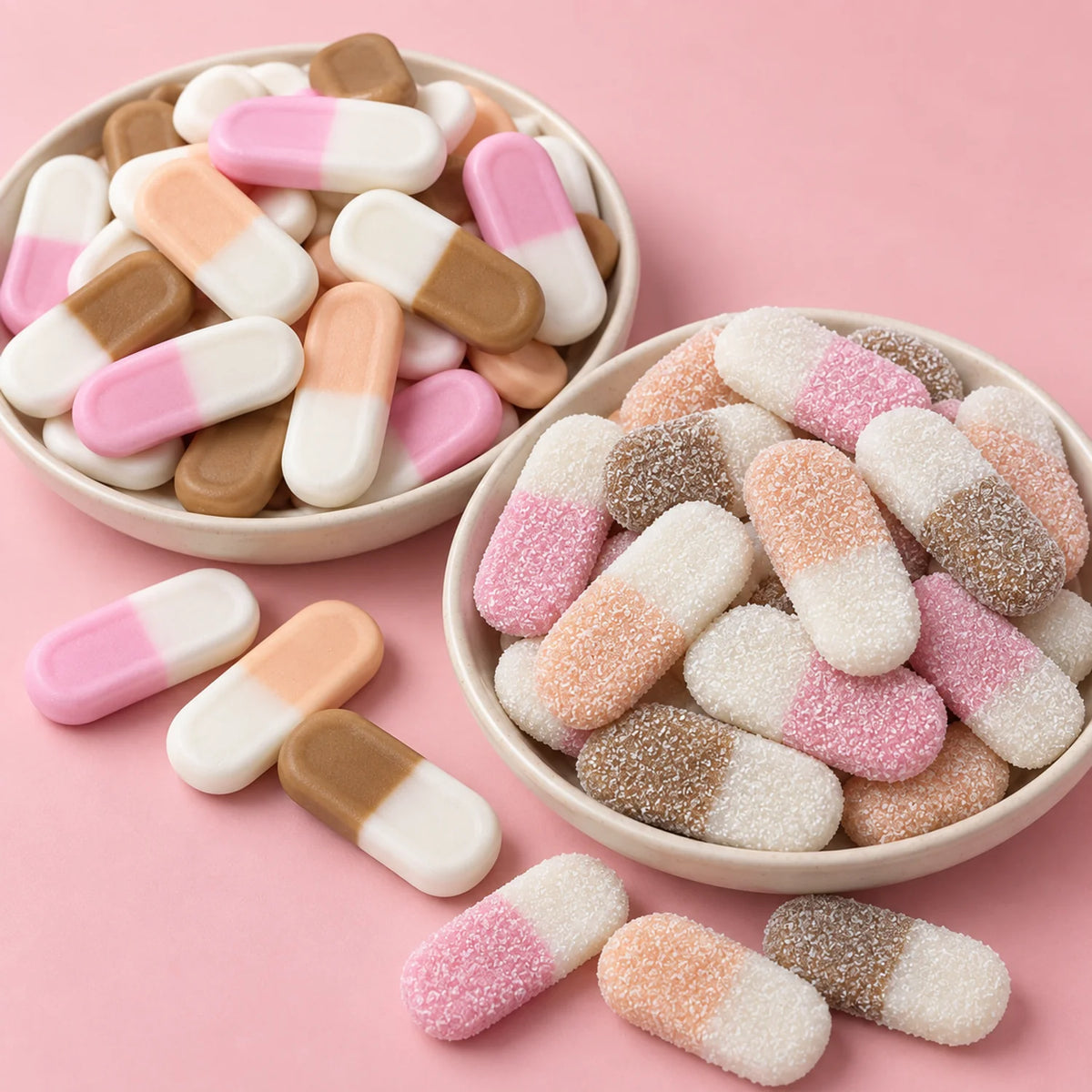 Zoete en zure vegan duo staafjes in twee schaaltjes uit de Kilo Knallers-collectie van ThiesCandyz