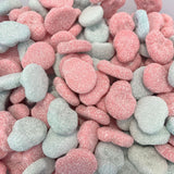 Saure Bonbons mit blauer Zunge
