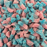 Saure Bonbons mit blauer Zunge