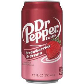 Dr Pepper Strawberries & Cream blik 355ml, Amerikaans frisdrank, te koop bij ThiesCandyz