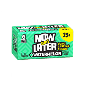 Now and Later Watermelon snoep, Amerikaans, ThiesCandyz, groene verpakking, 6 stuks